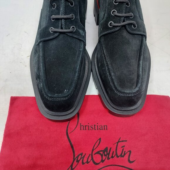 Christian Louboutin MENS Black Our Georges L Suede Lace Up Shoe
